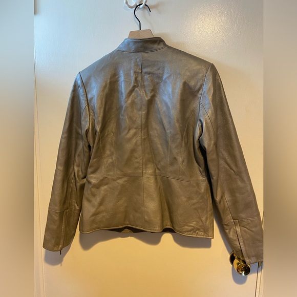 Metallic Silver Alfani Leather Jacket - Picture 4 of 4